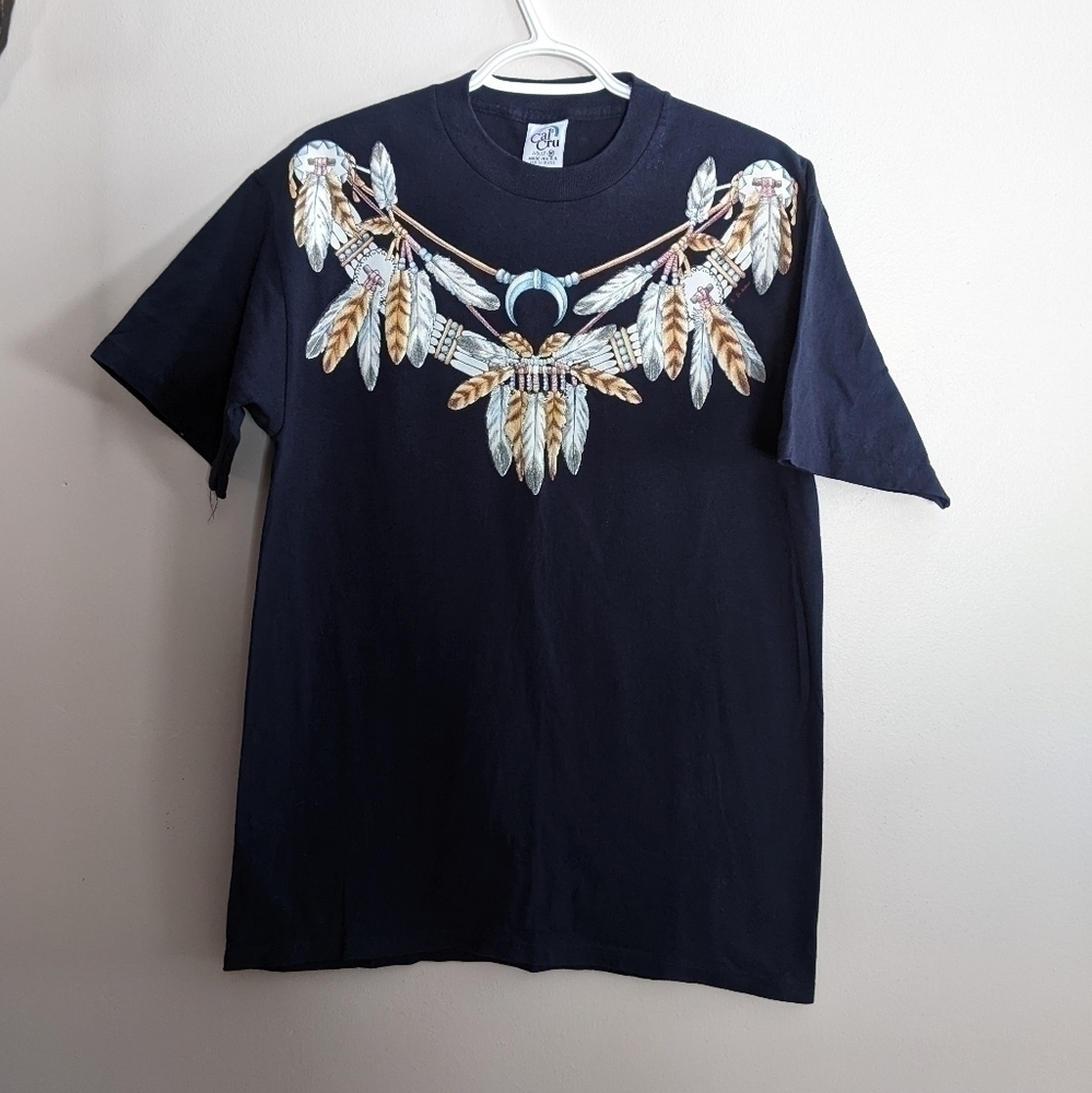 𝅺VINTAGE Cal Cru Native American Feather Dreamcatcher Tee Medium